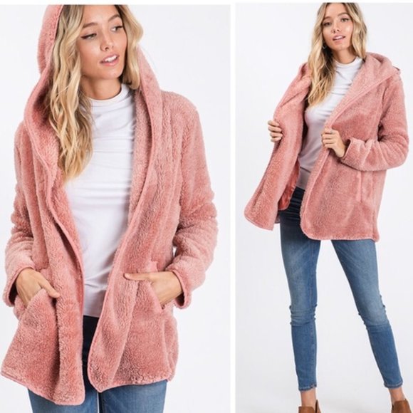 Faux Fur Open Front Jacket w/Side Pockets! - Picture 2 of 4